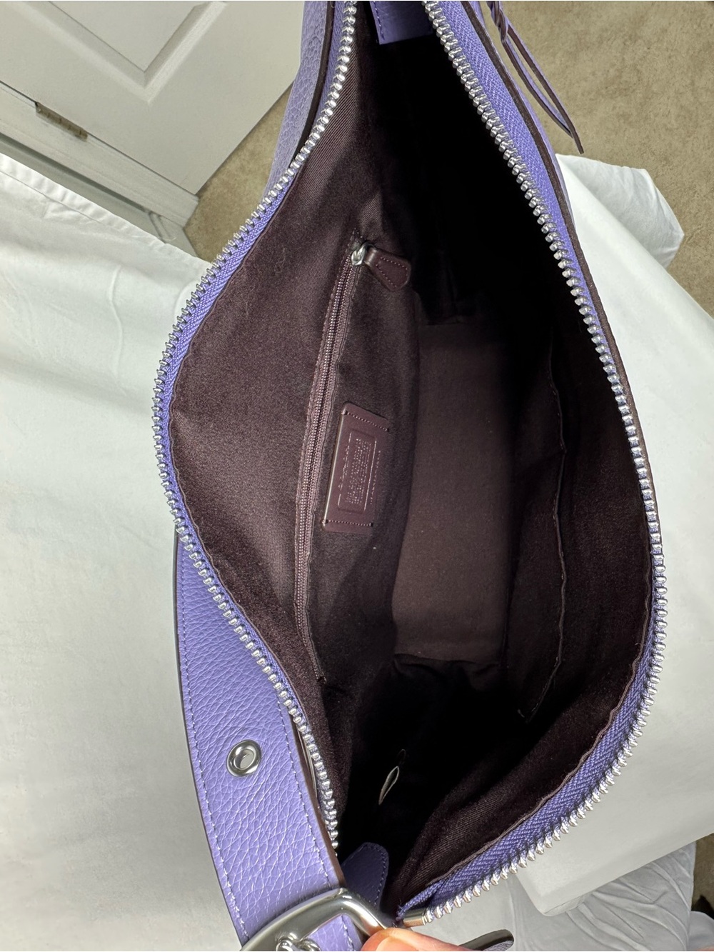 Coach Val Duffle Leather Light Violet Shoulder or Crossbody Bag - Picture 7 of 13